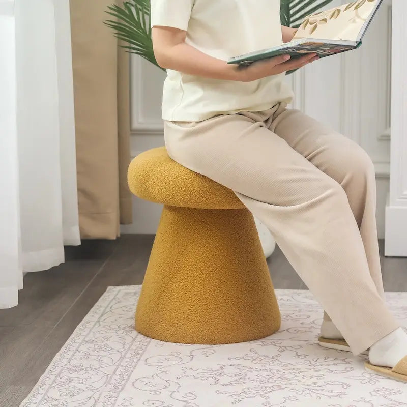 Adeco Large Soft Mushroom Ottoman - Versatile Foot Stool for Living Room and Bedroom 13