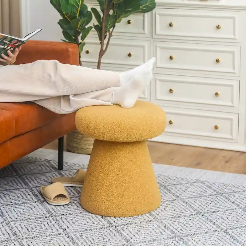 Adeco Large Soft Mushroom Ottoman - Versatile Foot Stool for Living Room and Bedroom 14