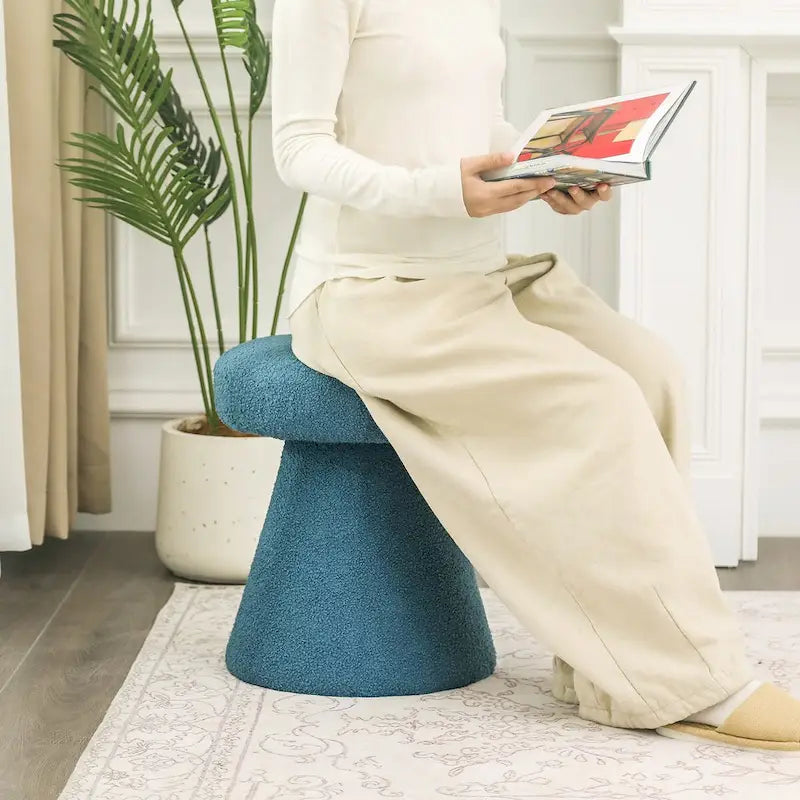 Adeco Large Soft Mushroom Ottoman - Versatile Foot Stool for Living Room and Bedroom 21