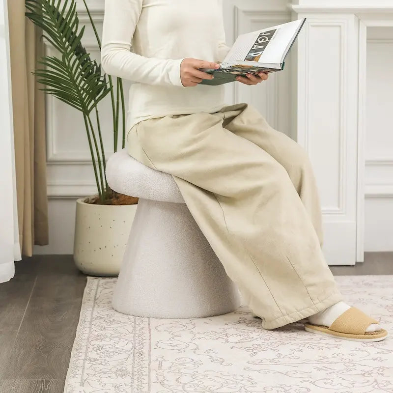 Adeco Large Soft Mushroom Ottoman - Versatile Foot Stool for Living Room and Bedroom 26