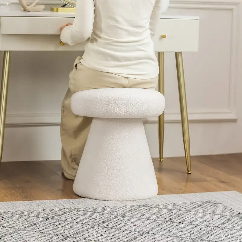 Adeco Large Soft Mushroom Ottoman - Versatile Foot Stool for Living Room and Bedroom 27