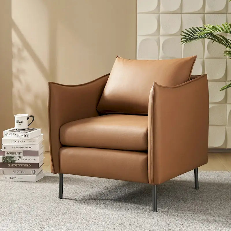 Christopher Contemporary Anti-Scratch Fabric Armchair with Black Metal Legs by HULALA HOME 34