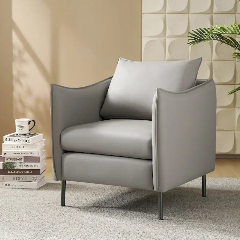 Christopher Contemporary Anti-Scratch Fabric Armchair with Black Metal Legs by HULALA HOME 35