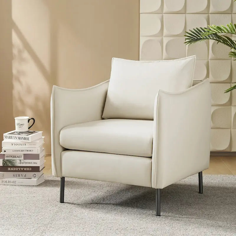 Christopher Contemporary Anti-Scratch Fabric Armchair with Black Metal Legs by HULALA HOME 1