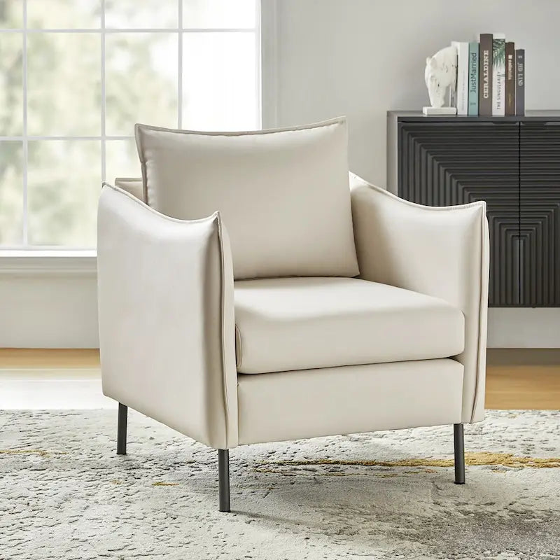 Christopher Contemporary Anti-Scratch Fabric Armchair with Black Metal Legs by HULALA HOME 3