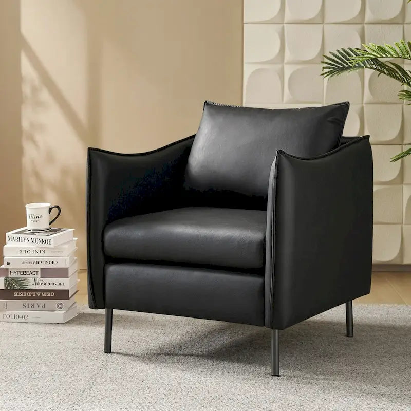 Christopher Contemporary Anti-Scratch Fabric Armchair with Black Metal Legs by HULALA HOME 4