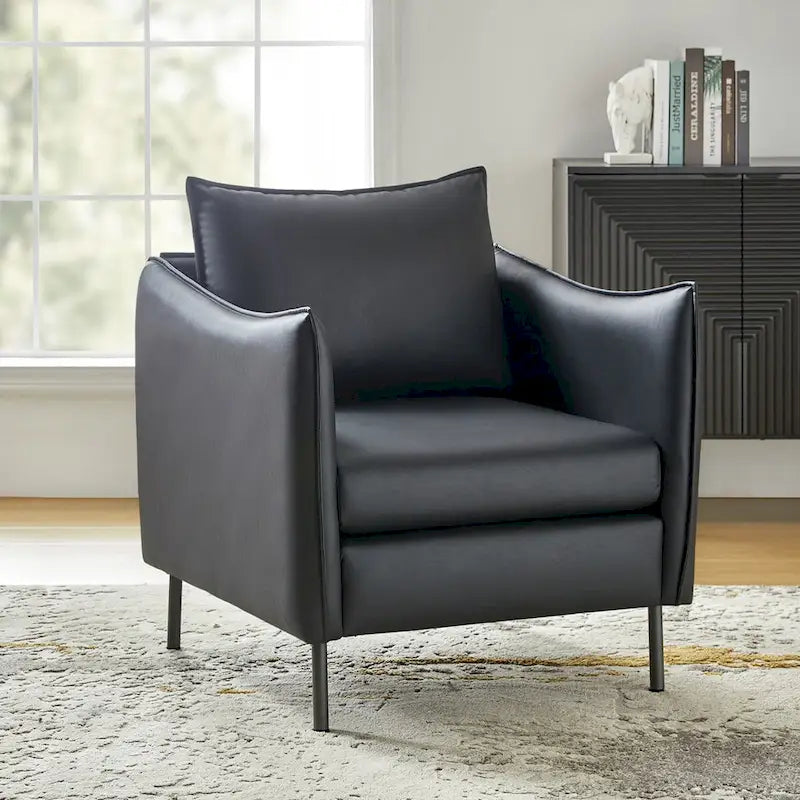 Christopher Contemporary Anti-Scratch Fabric Armchair with Black Metal Legs by HULALA HOME 6