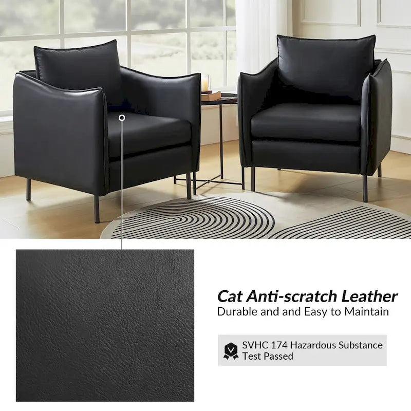 Christopher Contemporary Anti-Scratch Fabric Armchair with Black Metal Legs by HULALA HOME 7