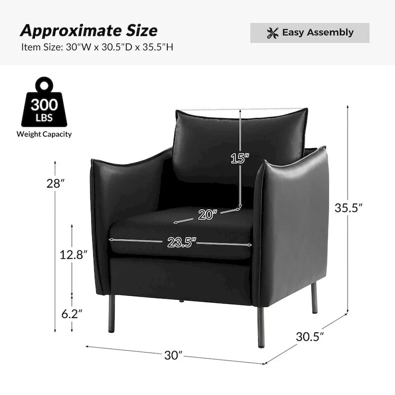 Christopher Contemporary Anti-Scratch Fabric Armchair with Black Metal Legs by HULALA HOME 11