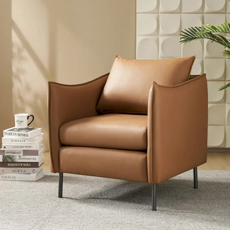 Christopher Contemporary Anti-Scratch Fabric Armchair with Black Metal Legs by HULALA HOME 20