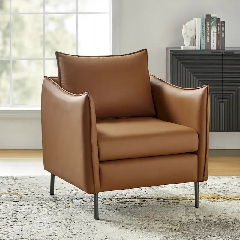 Christopher Contemporary Anti-Scratch Fabric Armchair with Black Metal Legs by HULALA HOME 22