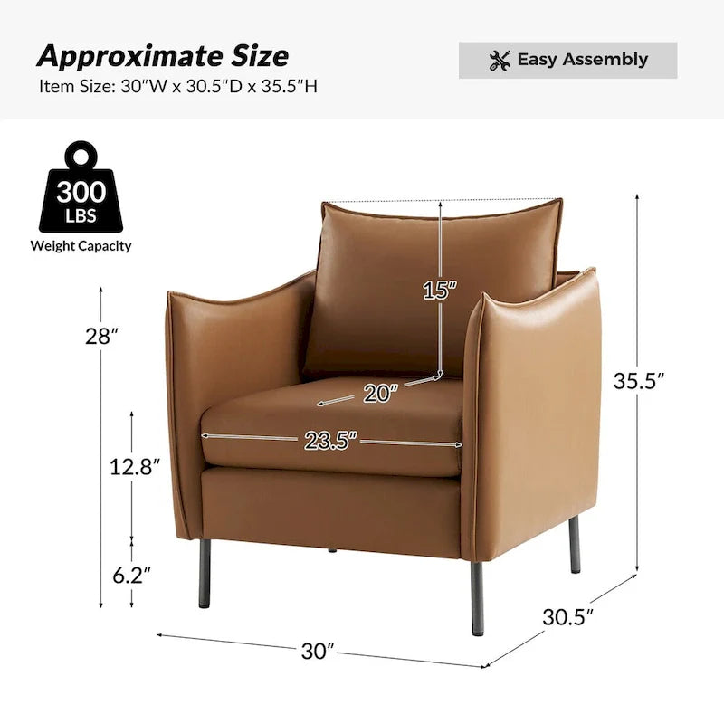 Christopher Contemporary Anti-Scratch Fabric Armchair with Black Metal Legs by HULALA HOME 27