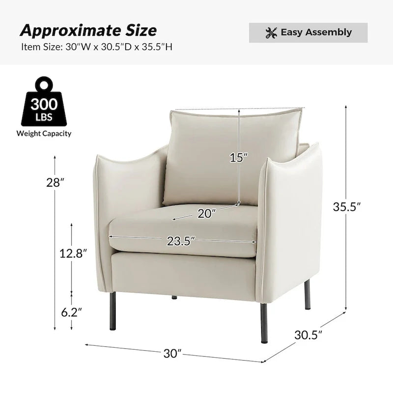 Christopher Contemporary Anti-Scratch Fabric Armchair with Black Metal Legs by HULALA HOME 32