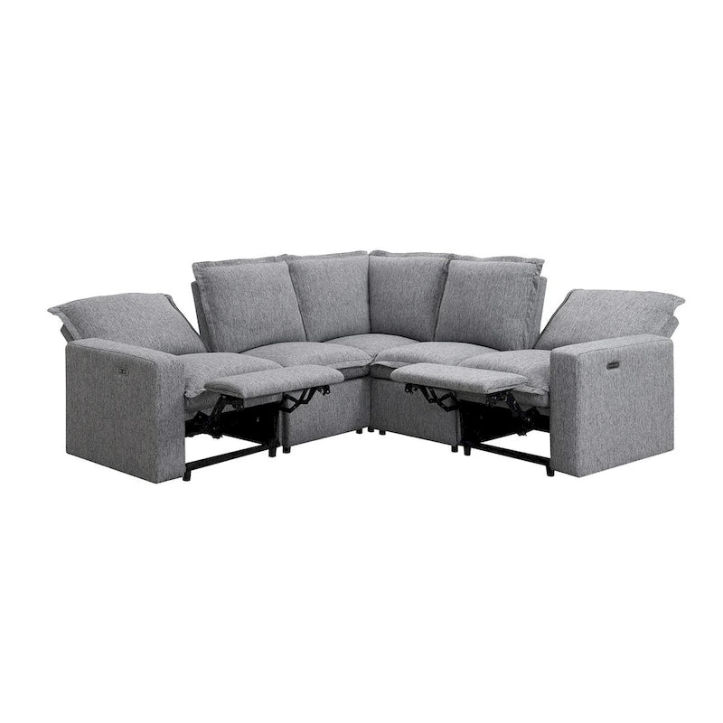 Linen Upholstered Power Recliner L-Shaped Sectional Sofa with USB Port - Soft Home Theater Seating for Living Room 16