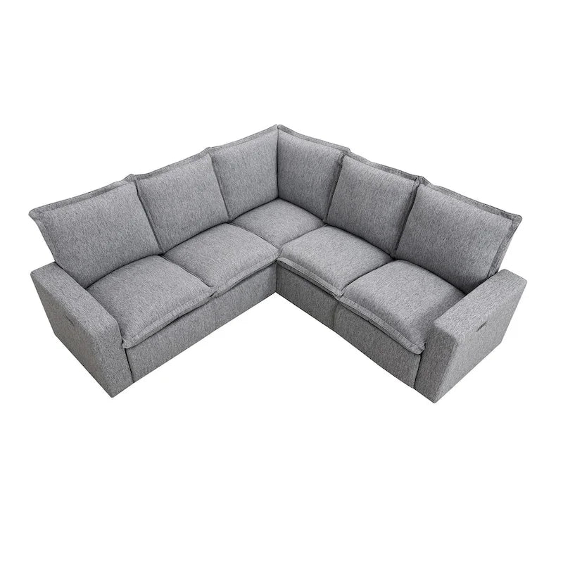 Linen Upholstered Power Recliner L-Shaped Sectional Sofa with USB Port - Soft Home Theater Seating for Living Room 17