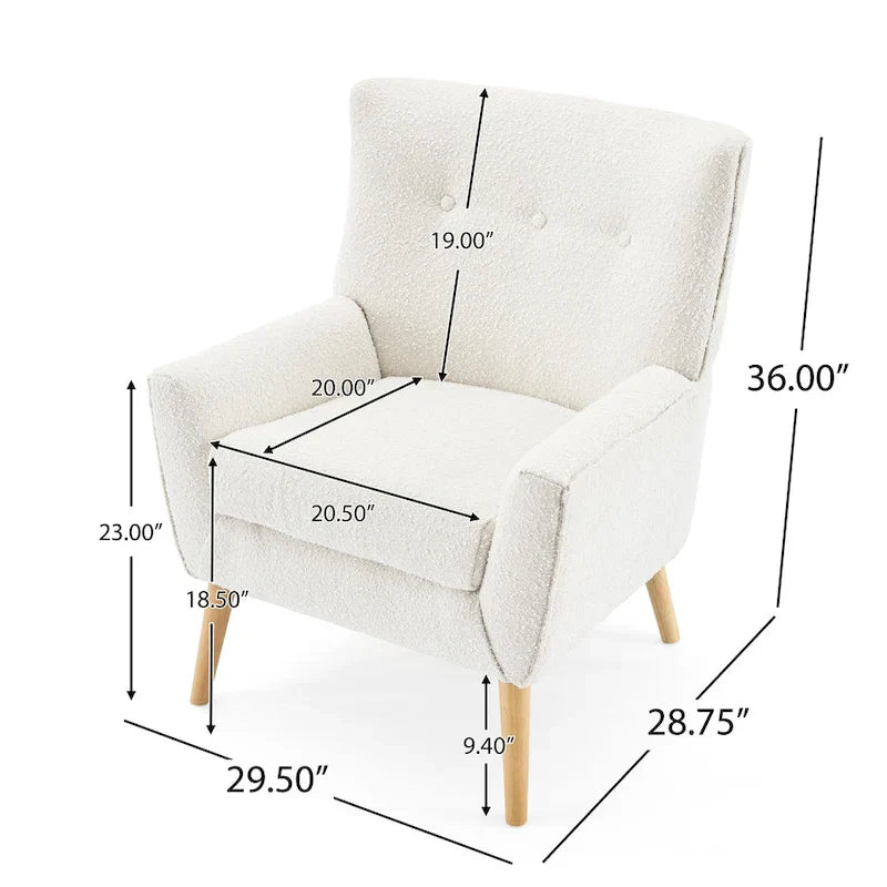 Christopher Knight Home Almond Boucle Tufted Back Accent Chair 3