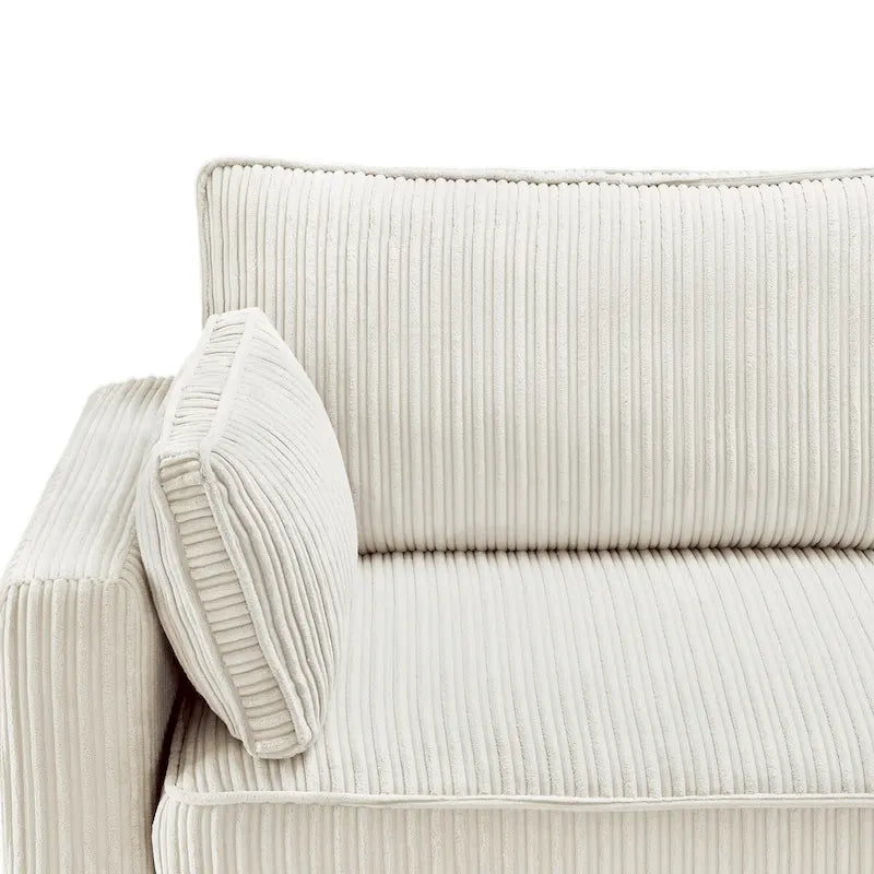 LUE BONA 81 Contemporary Corduroy 3-Seater Sofa - Upholstered Polyester Rectangle Design with Wooden Base for Living Room 3