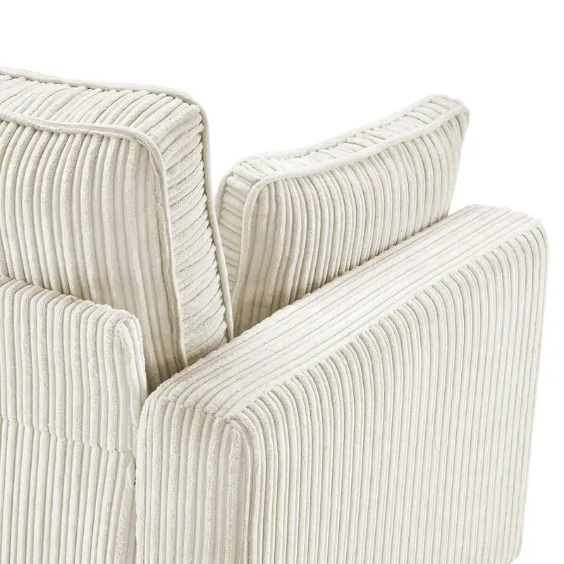 LUE BONA 81 Contemporary Corduroy 3-Seater Sofa - Upholstered Polyester Rectangle Design with Wooden Base for Living Room 6