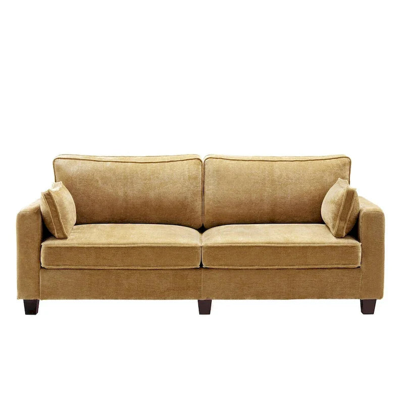 LUE BONA 81 Contemporary Corduroy 3-Seater Sofa - Upholstered Polyester Rectangle Design with Wooden Base for Living Room 12