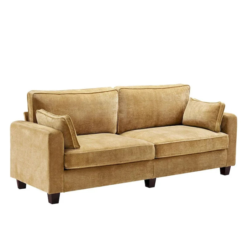 LUE BONA 81 Contemporary Corduroy 3-Seater Sofa - Upholstered Polyester Rectangle Design with Wooden Base for Living Room 15