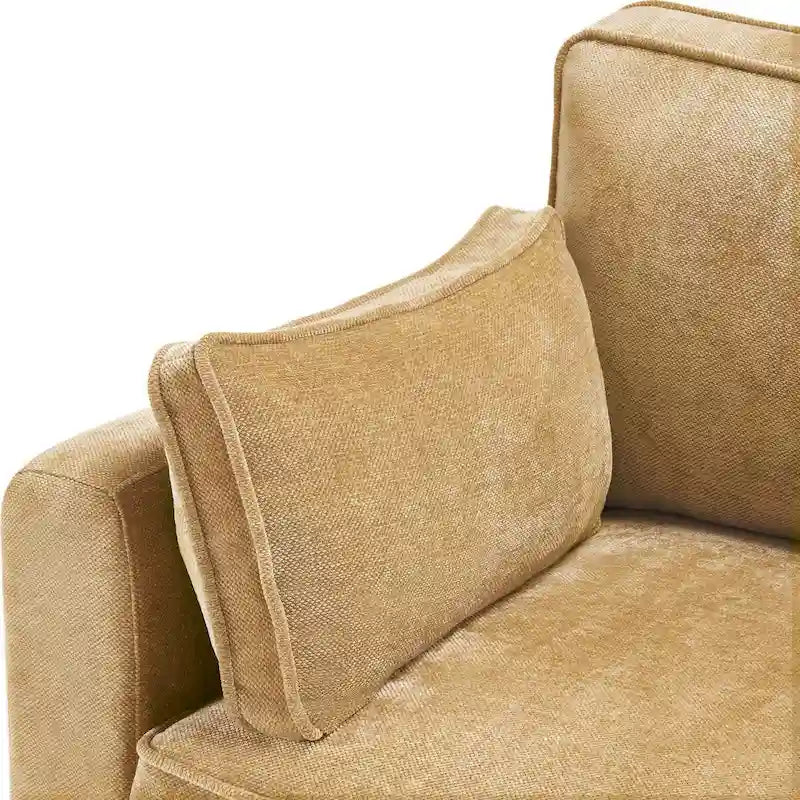 LUE BONA 81 Contemporary Corduroy 3-Seater Sofa - Upholstered Polyester Rectangle Design with Wooden Base for Living Room 16