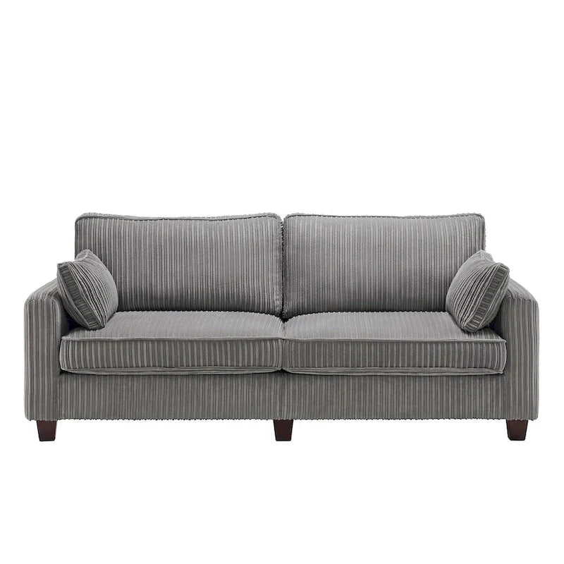 LUE BONA 81 Contemporary Corduroy 3-Seater Sofa - Upholstered Polyester Rectangle Design with Wooden Base for Living Room 22