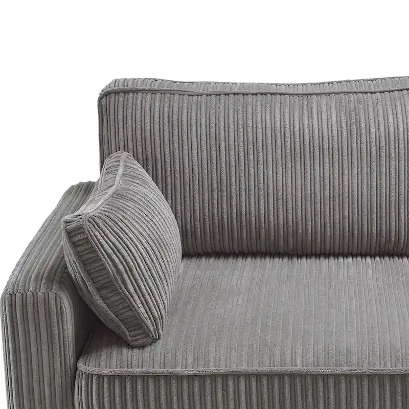 LUE BONA 81 Contemporary Corduroy 3-Seater Sofa - Upholstered Polyester Rectangle Design with Wooden Base for Living Room 23