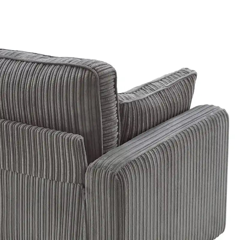 LUE BONA 81 Contemporary Corduroy 3-Seater Sofa - Upholstered Polyester Rectangle Design with Wooden Base for Living Room 24