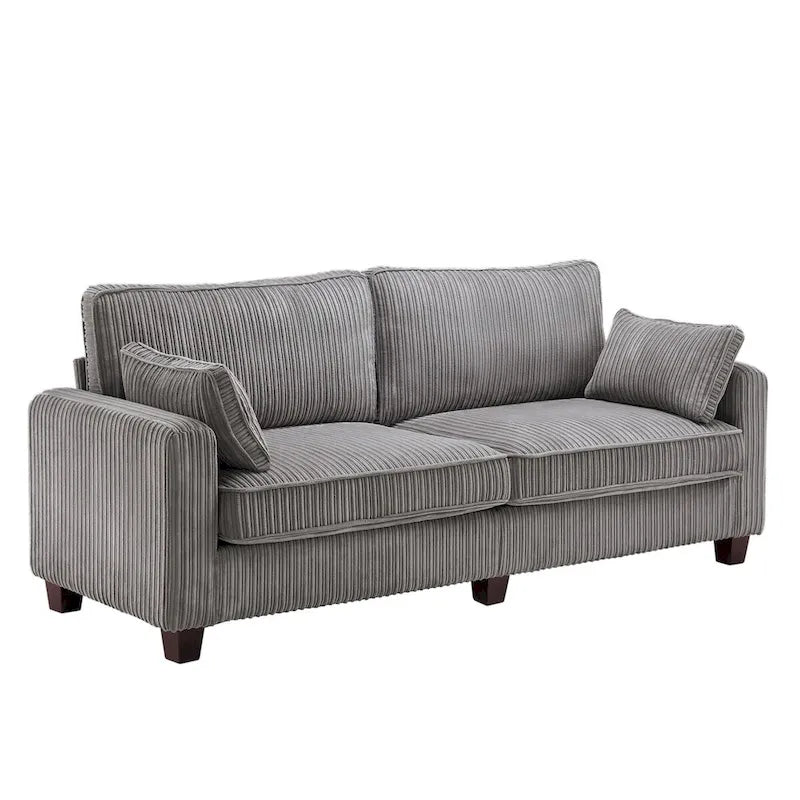 LUE BONA 81 Contemporary Corduroy 3-Seater Sofa - Upholstered Polyester Rectangle Design with Wooden Base for Living Room 25