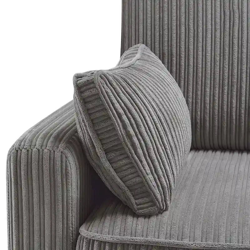 LUE BONA 81 Contemporary Corduroy 3-Seater Sofa - Upholstered Polyester Rectangle Design with Wooden Base for Living Room 26