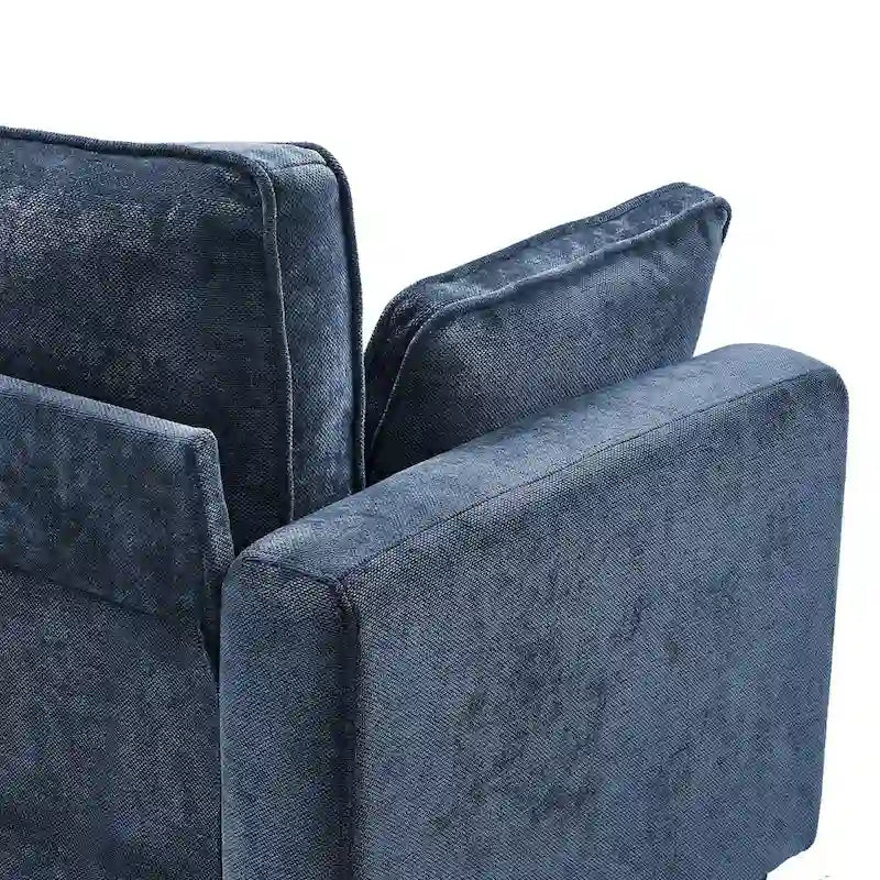 LUE BONA 81 Contemporary Corduroy 3-Seater Sofa - Upholstered Polyester Rectangle Design with Wooden Base for Living Room 34