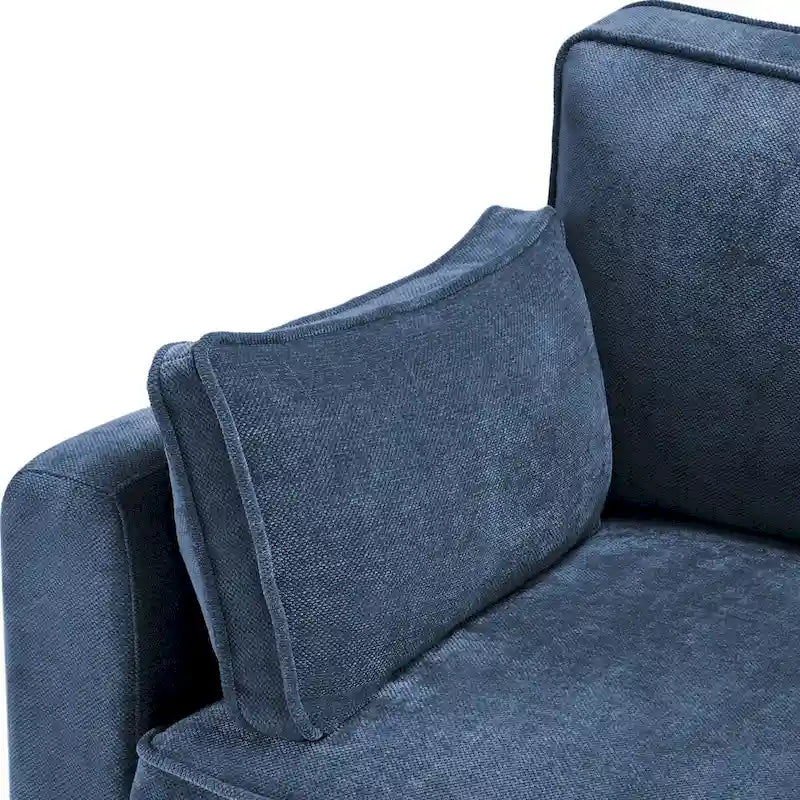 LUE BONA 81 Contemporary Corduroy 3-Seater Sofa - Upholstered Polyester Rectangle Design with Wooden Base for Living Room 35