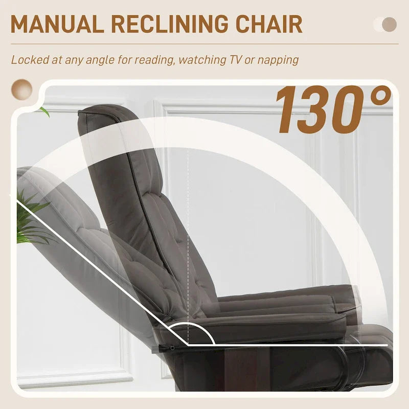 HOMCOM Faux Leather Swivel Recliner Chair with Ottoman and High Back Support 3