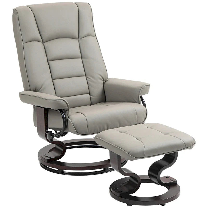 HOMCOM Faux Leather Swivel Recliner Chair with Ottoman and High Back Support 11