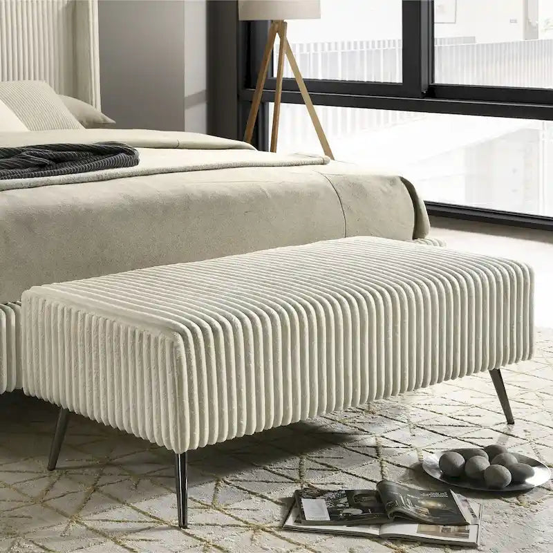 Roundhill Furniture Mavela Wide Wale Corduroy Upholstered Bench 2