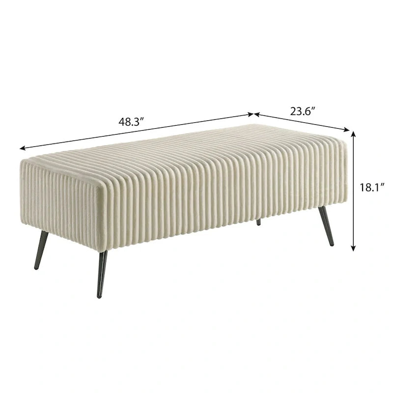 Roundhill Furniture Mavela Wide Wale Corduroy Upholstered Bench 6