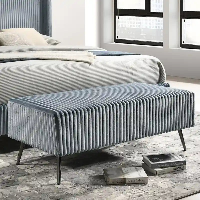 Upholstered Accent Bench with Metal Legs for Bedroom and Living Room 7