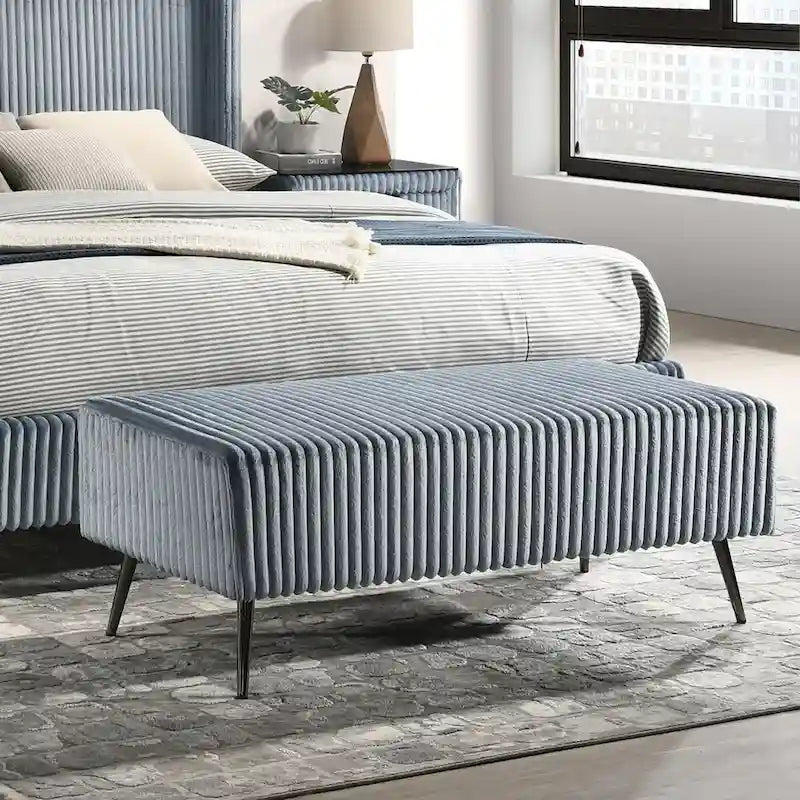 Roundhill Furniture Mavela Wide Wale Corduroy Upholstered Bench 9