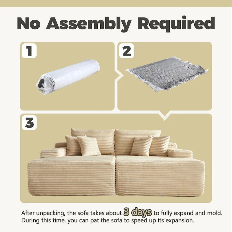 HOOOWOOO Modular Plush Corduroy Sectional Sofa with Cushions 8