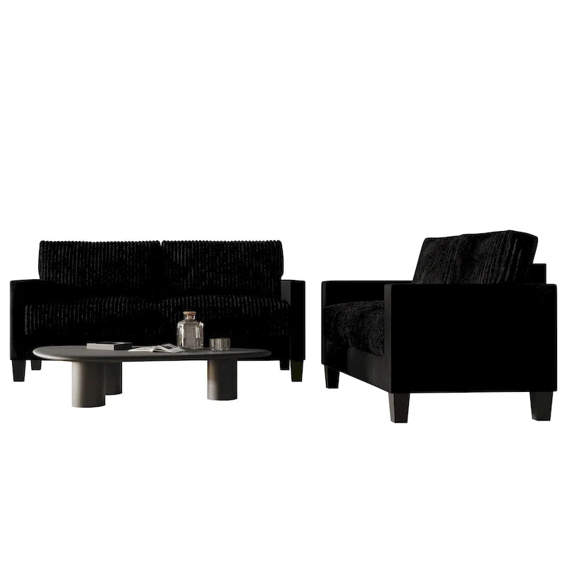 CraftPorch Velvet Upholstered Mid-Century Modern Corduroy 2-Piece Living Room Set 41
