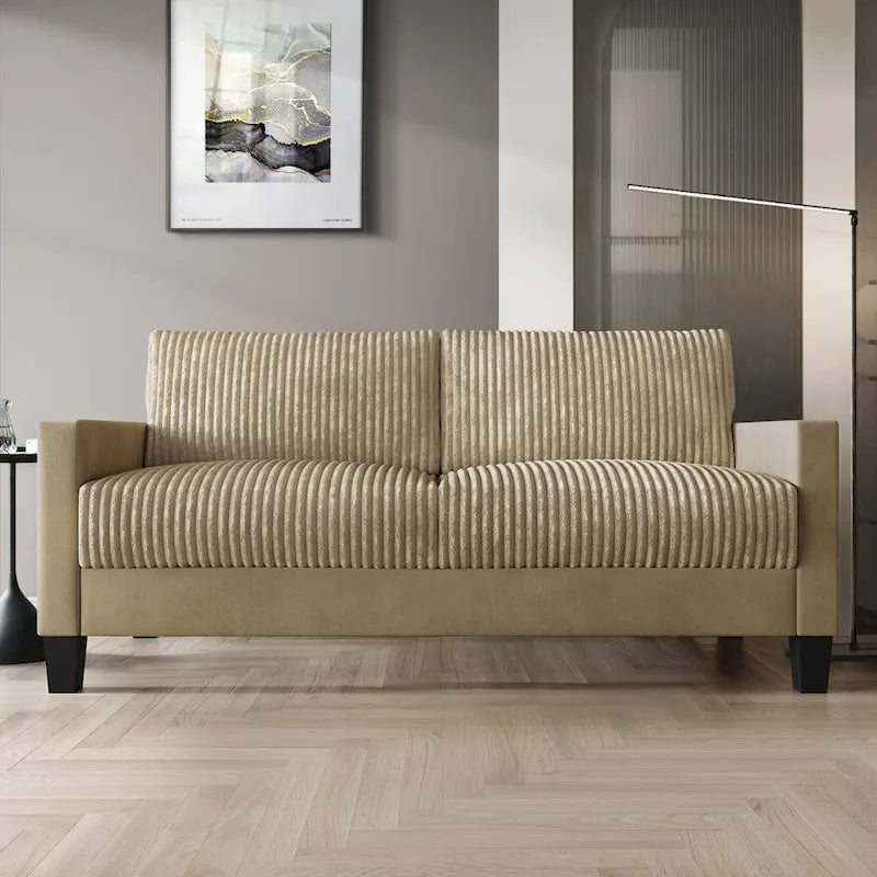 CraftPorch Velvet Upholstered Mid-Century Modern Corduroy 2-Piece Living Room Set 8