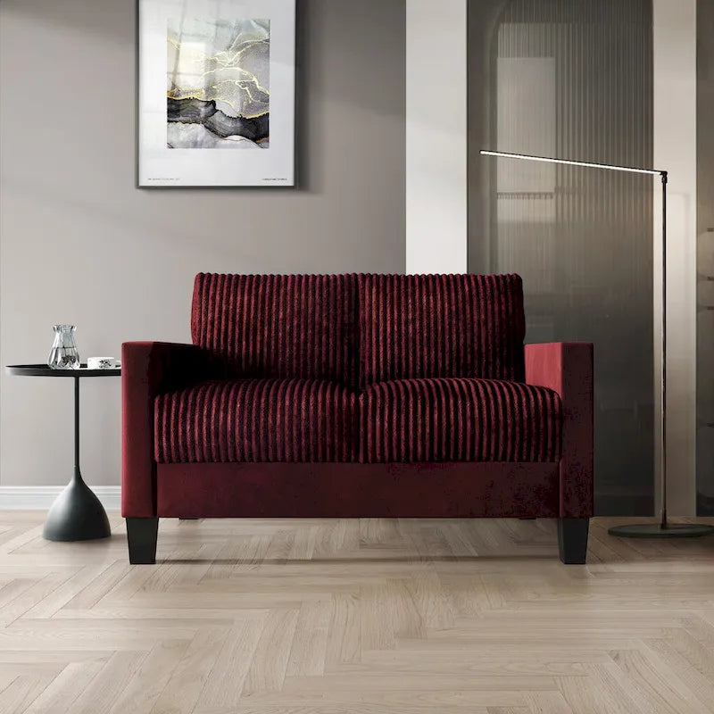 CraftPorch Velvet Upholstered Mid-Century Modern Corduroy 2-Piece Living Room Set 15