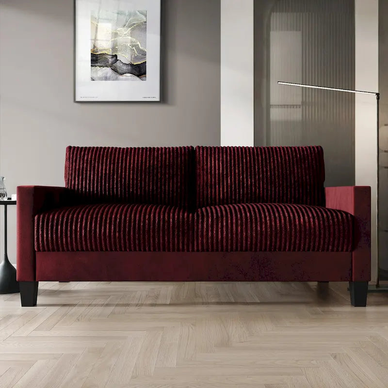 CraftPorch Velvet Upholstered Mid-Century Modern Corduroy 2-Piece Living Room Set 16