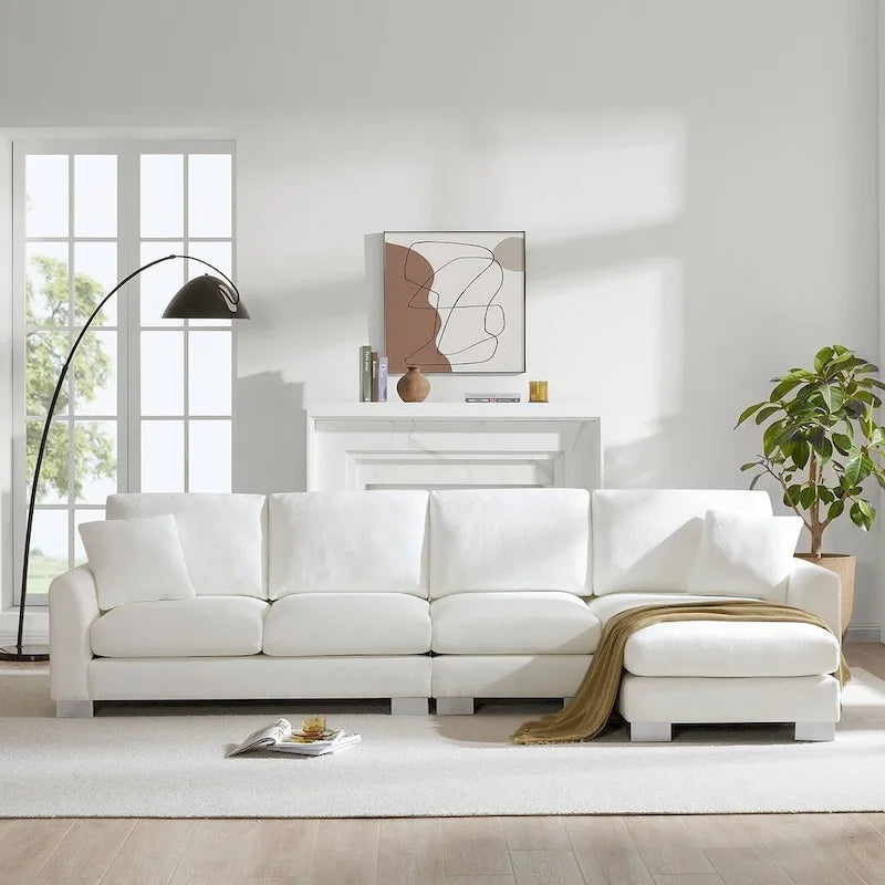 Spacious L-Shaped Chenille Sectional Sofa with Chaise Lounge for Living Room, Apartment, or Office 2