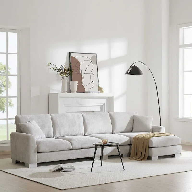 Spacious L-Shaped Chenille Sectional Sofa with Chaise Lounge for Living Room, Apartment, or Office 3