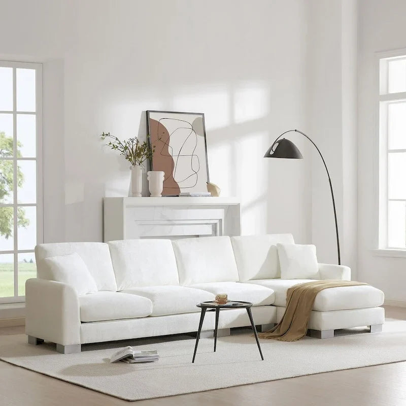 Spacious L-Shaped Chenille Sectional Sofa with Chaise Lounge for Living Room, Apartment, or Office 4