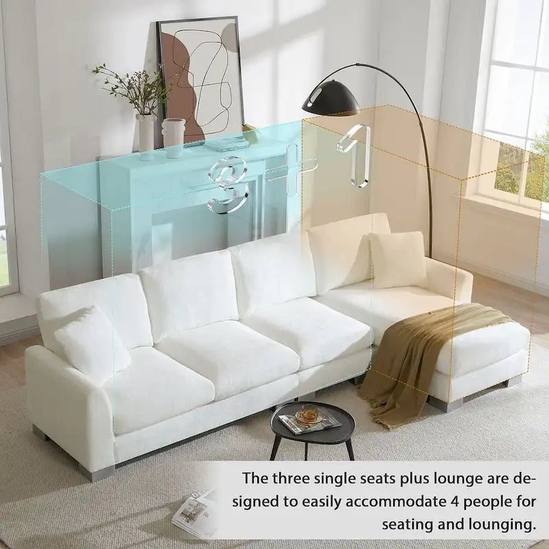 Spacious L-Shaped Chenille Sectional Sofa with Chaise Lounge for Living Room, Apartment, or Office 5