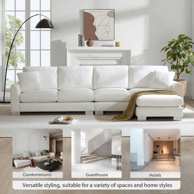 Spacious L-Shaped Chenille Sectional Sofa with Chaise Lounge for Living Room, Apartment, or Office 7