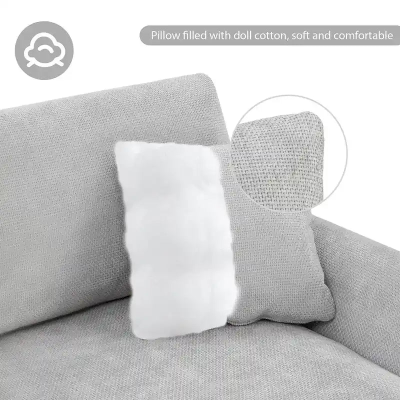 Spacious L-Shaped Chenille Sectional Sofa with Chaise Lounge for Living Room, Apartment, or Office 10