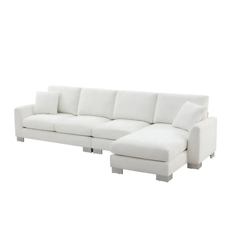 Spacious L-Shaped Chenille Sectional Sofa with Chaise Lounge for Living Room, Apartment, or Office 12